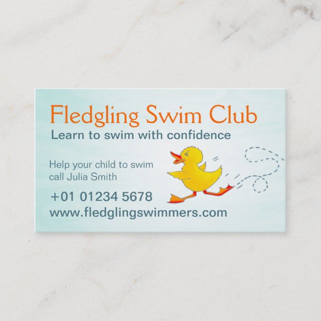 Carte de visite de professeurs de bain de club de (Devant)