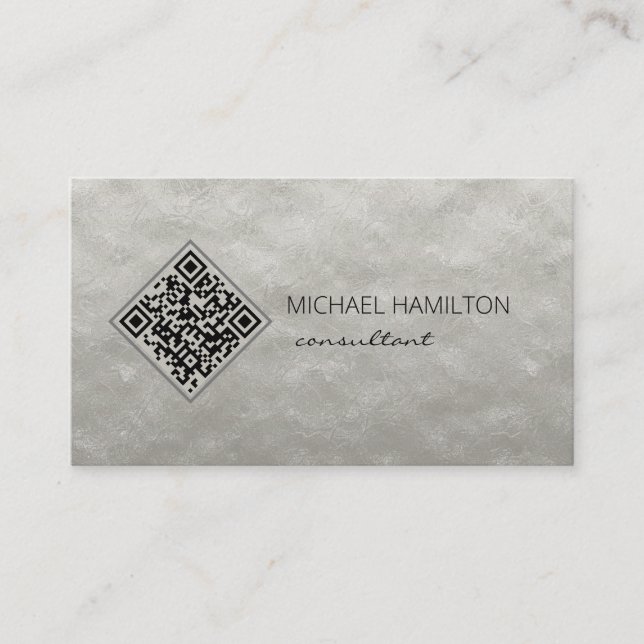 Carte de visite de profil moderne QR Code Silver F (Devant)