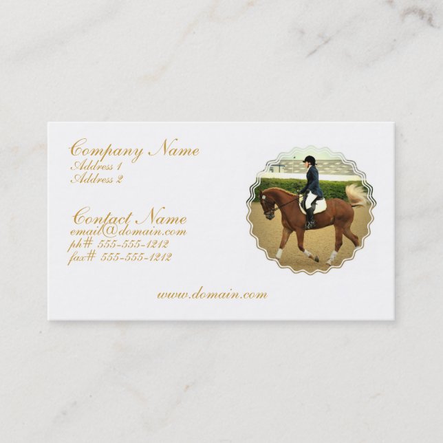 Carte de visite de prolongements de dressage (Devant)