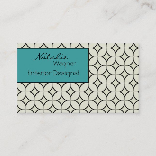 Carte de visite de radiance rétro, Turquoise (Devant)