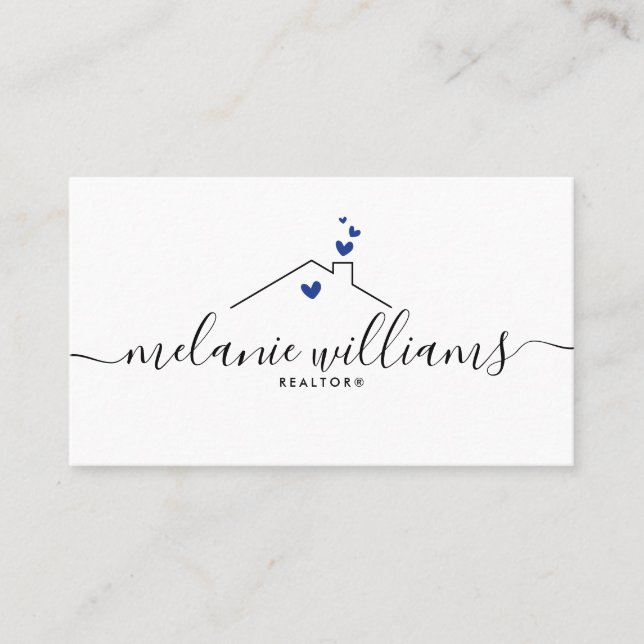 Carte de visite de réaltor minimal bleu marine (Devant)