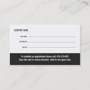 Carte de visite de référence d'optométrie