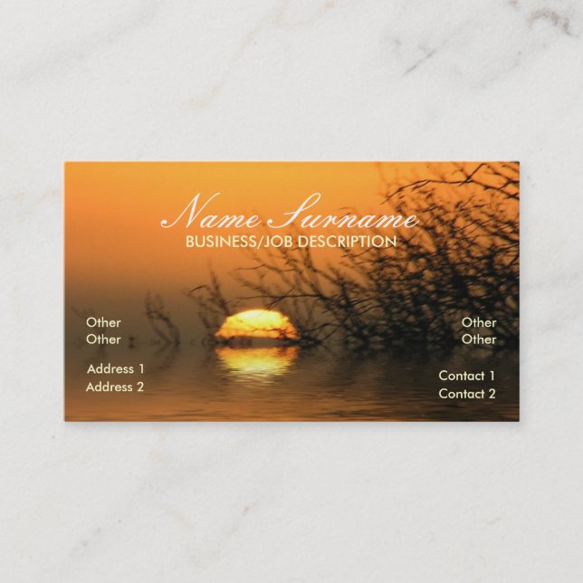 Carte de visite de réflexion du lac Sunset (Devant)