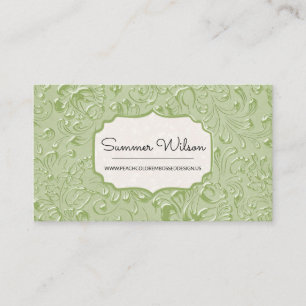 Carte de visite de relief floral de couleur verte