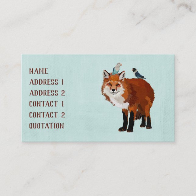 Carte de visite de RENARD et d'OISEAUX d'INDIGO (Devant)