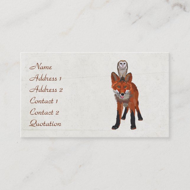 Carte de visite de RENARD ROUGE et de HIBOU (Devant)