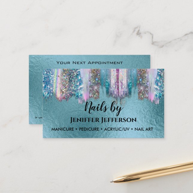 Carte de visite de rendez-vous de NAIL ARTIST (Devant/Arrière en situation)
