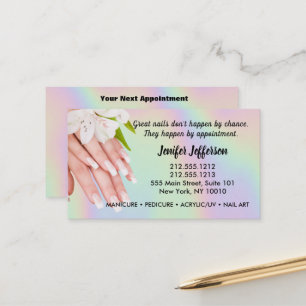 Carte de visite de rendez-vous du salon à ongles
