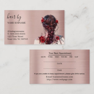 Carte de visite de rendez-vous du salon de coiffur