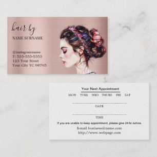 Carte de visite de rendez-vous du salon de coiffur