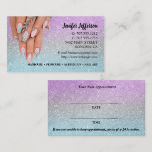 Carte de visite de rendez-vous du salon Nail