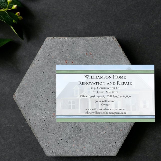 Carte de visite de réparation et de rénovation (Home Repair and Renovation Business Card)