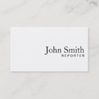 Carte de visite de reportage blanc clair minimal