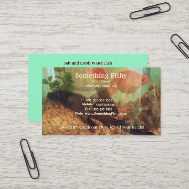 Carte de visite de réservoir de poisson (Devant/Arrière en situation)