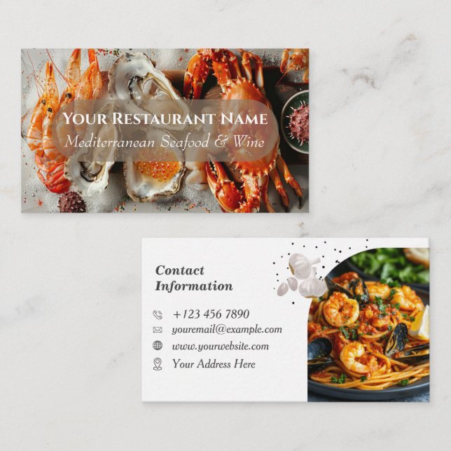 Carte de visite de restaurant de fruits de mer d'i (Devant / Derrière)