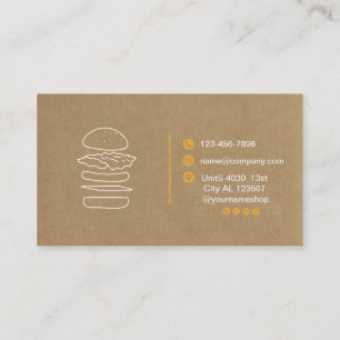 Carte de visite de restauration rapide Burger