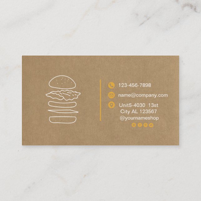 Carte de visite de restauration rapide Burger (Dos)