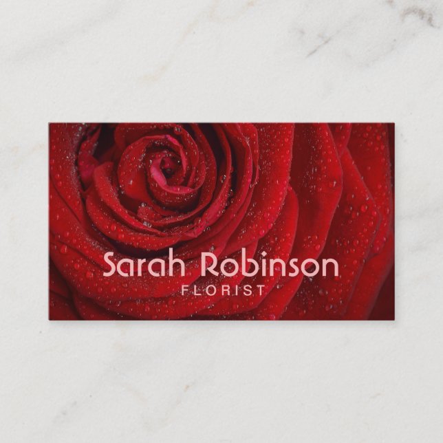 Carte de visite de rose rouge fleuriste (Devant)