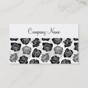 Carte de visite de roses noir et blanc chic