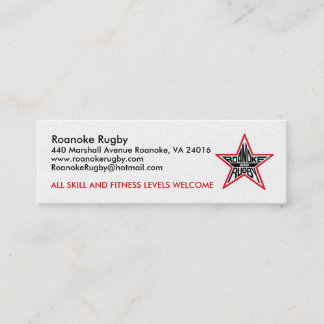 CARTE DE VISITE DE RUGBY DE ROANOKE