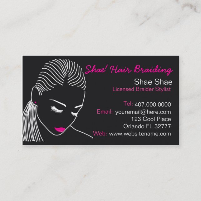 Carte de visite de salon afro-américain Hair Braid (Devant)