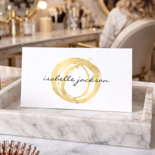 Carte de visite de salon de beauté Logo doré Éléga