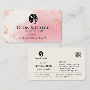 Carte de visite de salon de beauté rose luxueux