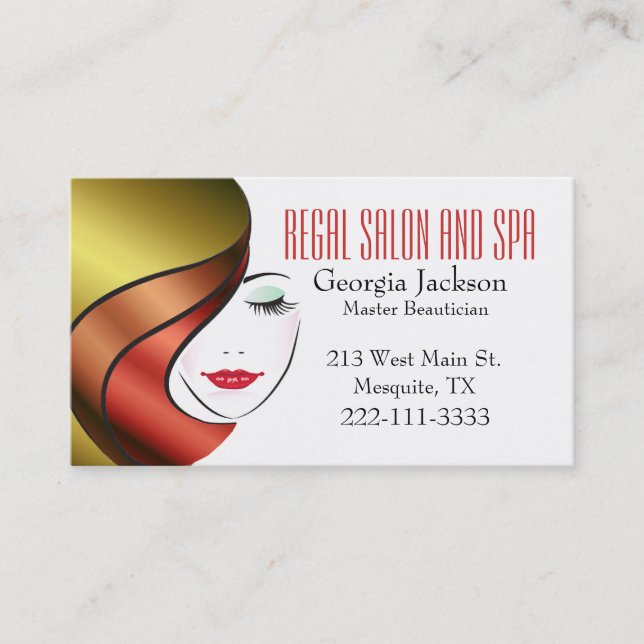 Carte de visite de salon de coiffure moderne Glam (Devant)