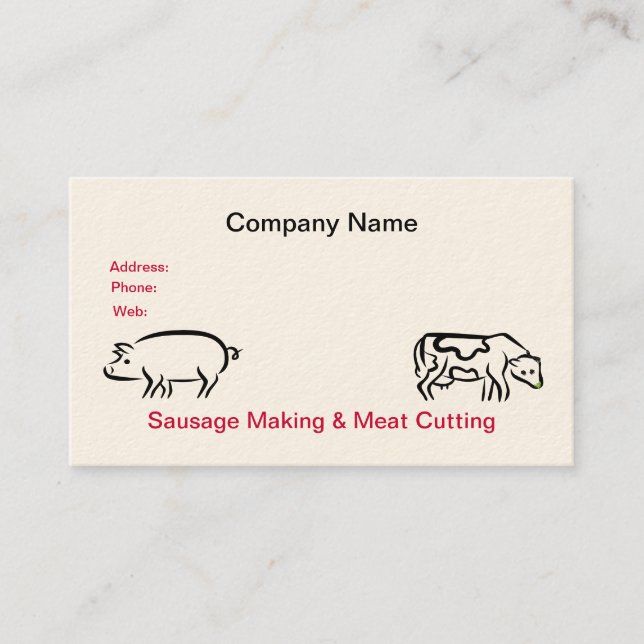 Carte de visite de saucisse et de viande (Devant)