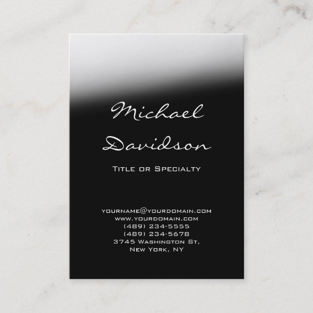 Carte de visite de script classique Black Grey ten (Devant)
