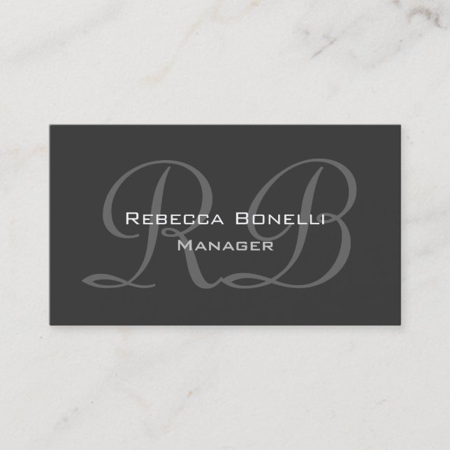 Carte de visite de script gris foncé blanc (Devant)