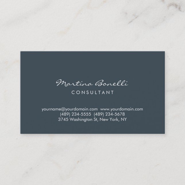 Carte de visite de script minimaliste de couleur d (Devant)