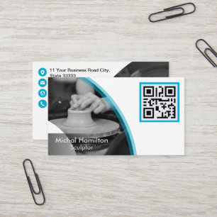 Carte de visite de sculpteur bleu moderne