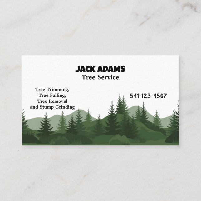 Carte de visite de service Arborescence Lumberjack (Devant)