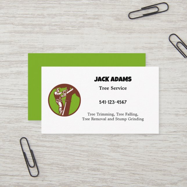 Carte de visite de service Arborescence Lumberjack (Devant/Arrière en situation)