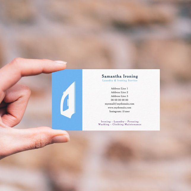 Carte de visite de service de blanchisserie et de  (Ironing Service Business Card)