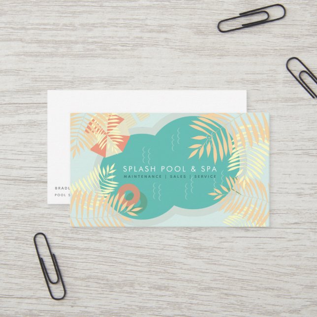 Carte de visite de service de la piscine tropicale (Devant/Arrière en situation)