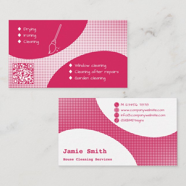 Carte de visite de service de nettoyage Ruby Pink  (Devant / Derrière)