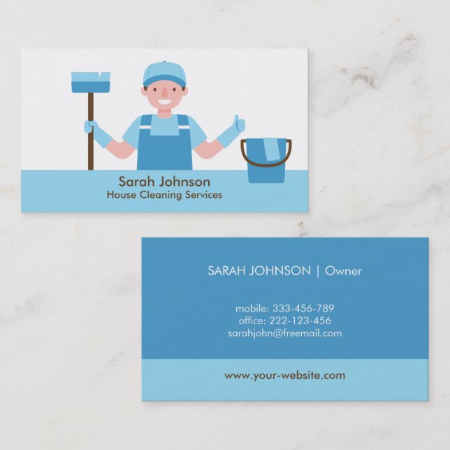 Carte de visite de service de nettoyage Smiling Cl (Devant / Derrière)