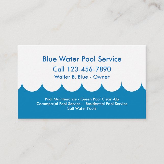 Carte de visite de service de pool (Devant)