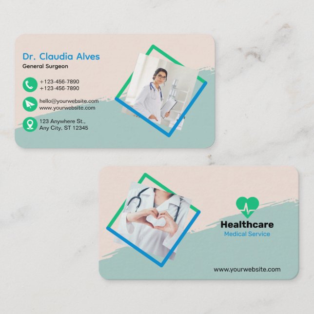 Carte de visite de service Médicale moderne et cré (Devant / Derrière)