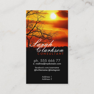 Carte de visite de silhouette rouge orange