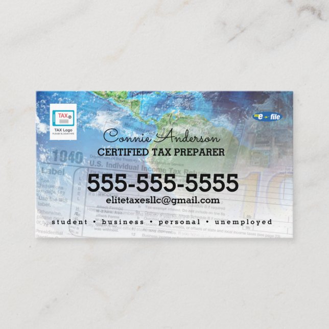 Carte de visite de société fiscale (Devant)