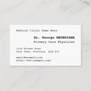 Carte de visite de spécialistes minimes en soins