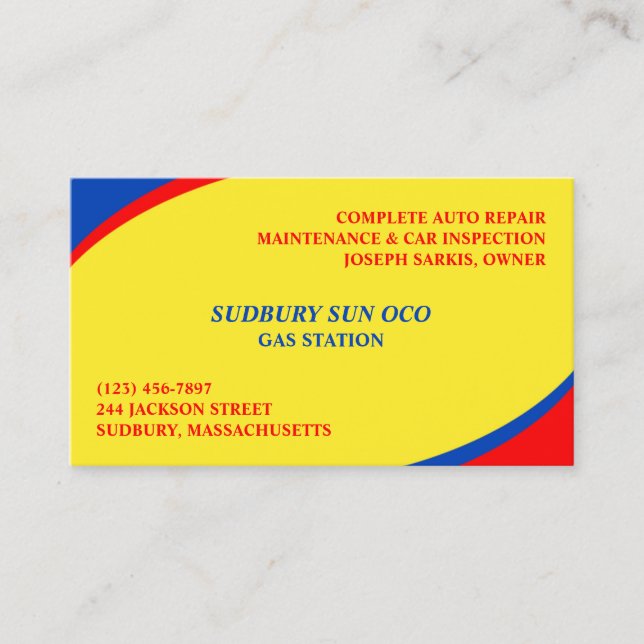 Carte de visite de station-service (Devant)