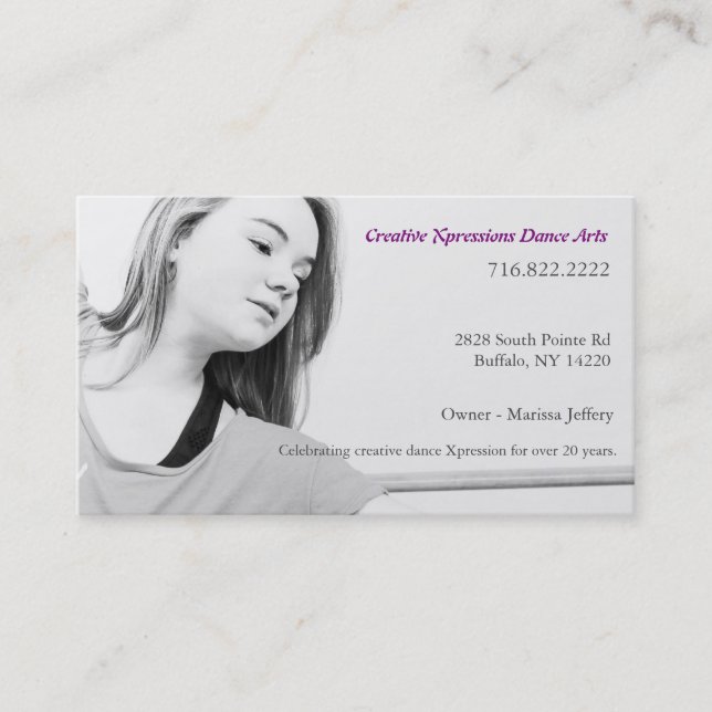 Carte de visite de studio de danse (Devant)