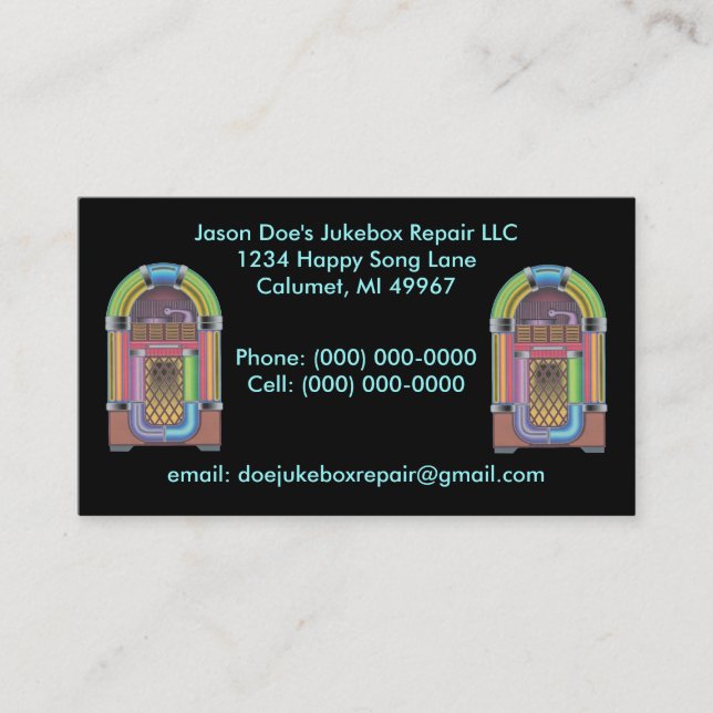 Carte de visite de style de ~ de juke-box de (Devant)