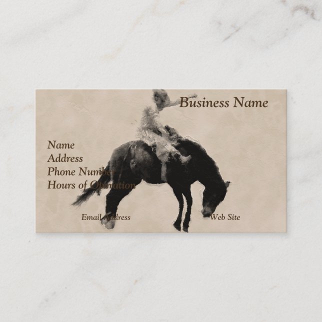 Carte De Visite De style occidental Bucking Bronco Cowboy (Devant)