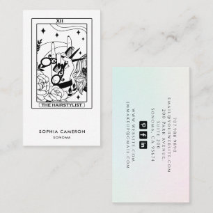 Carte de visite de styliste capillaire Tarot rose