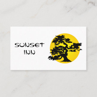 Carte de visite de Sun de silhouette de bonsaïs